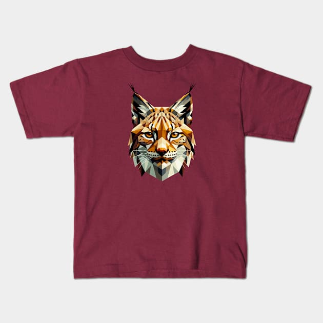 Abstract Geometric Lynx - Color Design Kids T-Shirt by AmandaOlsenDesigns